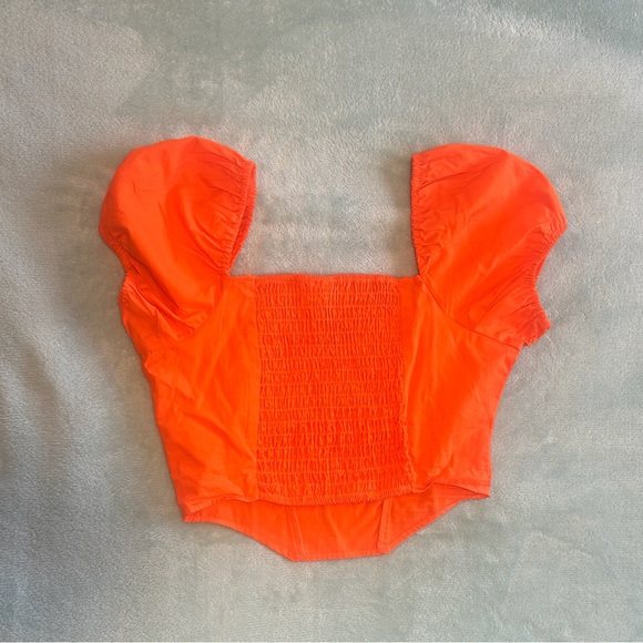 H&M Bold Orange Puff Sleeve Blouse - Picture 2 of 6